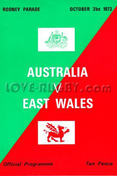 1973 East Wales v Australia  Rugby Programme